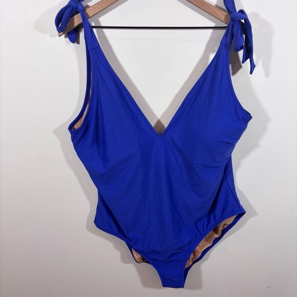 J. CREW BRILLIANT BLUE TIE SHOULDER ONE PIECE SWIMSUIT Size 2X BR591 - Picture 6 of 14